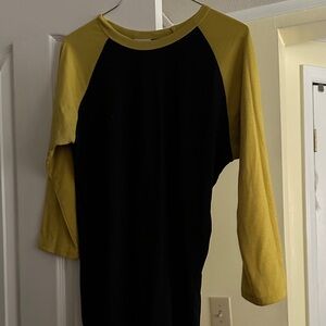 LuLaRoe Randy Black Top with Yellow Accents
